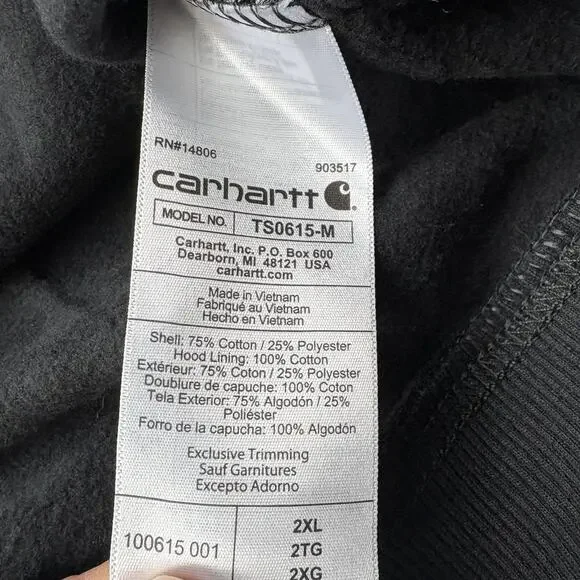 Carhartt Men's Rain Defender Hoodie Loose Fit Black Pullover Workwear Size 2XL - Picture 7 of 8